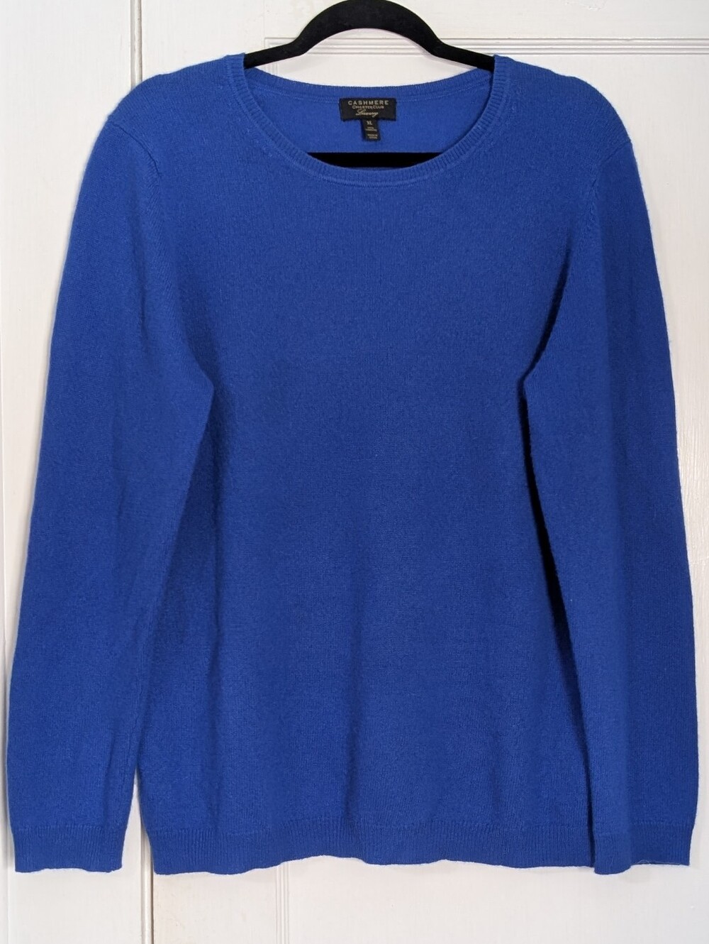 Charter Club Luxury Pure Cashmere Crewneck Sweater Womens Sz XL Blue Long Sleeve